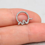 DAIIIBABYYY  -  1Piece Flower Moon Snake CZ Nose Hoop Butterfly Leaf Daith Conch Helix Stud Earrings Internal Thread Piercing Surgical Steel 16G