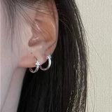 Daiiibabyyy  Silver Charming Zircon Round Hoop Earrings for Women Classic Fine Jewelry Minimalist Geometric Accessories