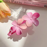 DAIIIBABYYY  -  Gradient Double Flower Duckbill Clip Acrylic Large Flower Hair Grab Clip Girls Korean Sweet Ponytail Hairpin Elegant Headwear