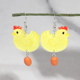 Daiiibabyyy  Funny Colorful Acrylic Hen Egg Drop Earrings for Women Lovely Cartoon Animals Dangle Earring Easter New Jewelry Gifts