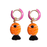 Daiiibabyyy  Personality Jewelry Accessories Enamel Fish Earrings Lip Alloy Charms Ear Buckle Dripping Oil Starfish Hoop Earrings Girls