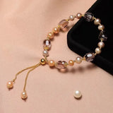 DAIIIBABYYY  -  Pink Irregular Imitation Baroque Pearl Chain Bracelets for Women Purple Crystal Beaded Adjustable Bracelets Bangles Hand Jewelry