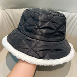 Daiiibabyyy  Winter Cotton Hats Lightweight Warm Hat Bucket Hat Fashion Versatile Foldable Basin Hat Plush Women's Hats Down Panama Caps