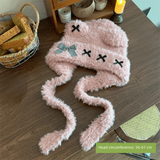 Daiiibabyyy  Cute Thickened Bear Ears Knitted Hat Warm Soft Bear Hat Windproof Coldproof Lei Feng Hat Winter Season Women Wear