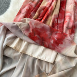 DAIIIBABYYY  -  Vintage sleeveless Print Slim pleated Slip Dress Chic Elegant Vestidos sleeveless Summer Women Vacation Fashion Beach Dresses