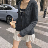Daiiibabyyy  New Autumn/Winter Fashion Casual Long Sleeve V-neck Knitting Solid Color Loose Fit Single Breasted Sweater,4 Colors