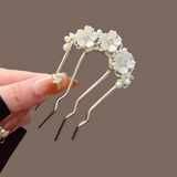 Daiiibabyyy  Pearl Flower U-Shaped Hair Combs for Women Elegant Style Metal Hair Forks Pearl Hairpin Clip Pins Hair Styling Tools Gifts