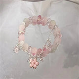 DAIIIBABYYY  -  New Fashion Y2K Sweet Cherry Blossom Bracelet For Women Exquisite Elegant Flower Crystal Beaded Bracelet Girl Party Jewelry Gift