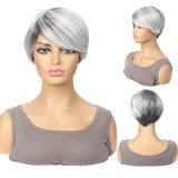 Daiiibabyyy  New Grey Side Part Wig for Women Trendy Fashionable Hairpiece Short Head Cover Popular Hair Extensions Chinese Style