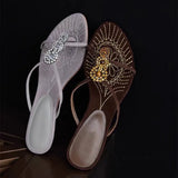 Daiiibabyyy  Fashion Designer Women's Shoes Luxury Rhinestone Low Heel Sandals for Woman Elegant French Style Casual Shoes Sandalias De Mujer