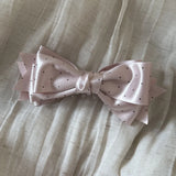 Daiiibabyyy  1PC  Women's Light Pink Satin Bow Hair Clip (Dotted Detail) - Elegant Large Hair Accessory, Stylish For Bun & Updo Hairstyling