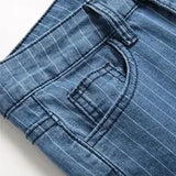 Daiiibabyyy Stretch Women Flare Jeans Lady Vintage Blue Striped Plaid Hips Wrap High Waist Trousers Lady Streetwear Y2K Punk Denim Pants