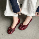 Daiiibabyyy  Ballet Style Vintage Pleated Split Toe Women Pumps Fashion Soft Leather Rivet Bowknot 5CM High Heels Casual Tabi Loafers Shoes