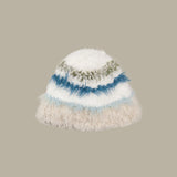 Daiiibabyyy  Rabbit Hair Knitted Fisherman's Hat Plush Fisherman Hat Women's Make Your Face Look Smaller Rabbit Fur Knitted Hat Big Fashion
