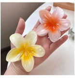 Daiiibabyyy  Bohemian Flower Hair Claw Clip For Women Sweet Floral Hair Claws Crab Clamp Barrettes Hawaiian Headwear Beach Accessories Girl