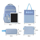 Daiiibabyyy  4Pcs/Set Large Capacity 4 in 1 Backpack Multifunction Casual Book Bag School Rucksack Breathable College Backpack Students