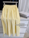 DAIIIBABYYY  -  Women Girlish Feeling Pink Sling Vest Yellow A-word Half Length Skirt Summer Fashion New Dopamine Contrasting Colors Suit