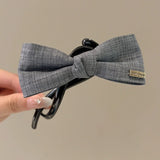 Daiiibabyyy  New Retro Denim Bow Hair Clips for Women S-Shaped Exquisite Sweet High Ponytail Twist Clip Casual Hair Accessory