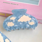 Daiiibabyyy  Blue Butterfly Hair Claw Clips for Women Medium Acrylic Jaw Clips Romantic Floral Moon Rhinestone Hair Accessories Elegant Gift