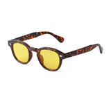 Daiiibabyyy  Vintage Fashion Shell Round Sunglasses Women Men Brand Design Retro Rivet Yellow Blue Lens Square Sun Glasses Female UV400