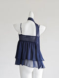 DAIIIBABYYY  -  Spicy Girl Off-shoulder Sleeveless Chiffon Camisole Women's 2024 Summer Sexy Backless Niche Scarf Suspender Tops Female Clothing