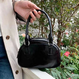 Daiiibabyyy  New PU Silver Polyester Crossbody Bag Small Square Bowling Purse Lightweight Durable Fashion Shoulder Bag for Daily Use