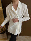 DAIIIBABYYY  -  Niche Design Sense Chinese Swashplate Buckle Irregular Thin Feeling Shirt Early Spring New Model