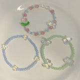 Daiiibabyyy  Colorful Beads Tulip Butterfly Bracelet Translucent Star Candy Color Bead Bracelet Sweet Pretty Exquisite Girl Bracelet Jewelry