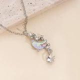 Daiiibabyyy  Luxury Pendant Necklaces Women Trend Temperament Moon and Star  Charm Silver Color Steel and Titanium Choker Jewelry Gifts