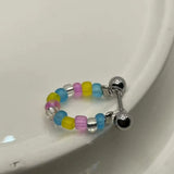 Daiiibabyyy  All-match Cool Lovely Girls Sweet Fashion Design Korean Style Earring Colorful Bead Women Jewelry Retro Ear Bone Stud