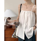 DAIIIBABYYY  -  Summer New Top with Western Style, Loose and Versatile, Solid Color, Girl's Sensation, Age Reducing Strap, Small Tank Top