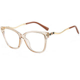 DAIIIBABYYY  -  Blue Light Blocking Glasses TR90 Cat Eye Color Block Metal Frame Clear Lens Computer Glasses Spectacles for Women Oculos