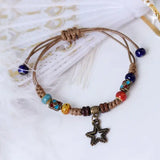 Daiiibabyyy  Ceramic Fish Stars Braided Rope Bracelets for Women Cute Blue Small Buttons Bracelets Romantic Adjustable Jewelry Accessories