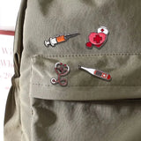 Daiiibabyyy  Cartoon Cute Brooches for Nurses Doctors Metal Cute Heart Funny Decorative Pin Hospital Theme Brooches Fashion Jewelry