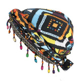 Versatile Elastic Colorful Beaded Headscarf Hijab Ethnic Style Pre-tie Head Wraps Hip-hop Dome Jacquard Pullover Cap Gifts