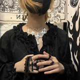 Daiiibabyyy  Gothic Jewelry Heart Chains Cross Necklace Grunge Jewelry Choker Punk Aesthetic Charms Necklace For Women Korean Fashion