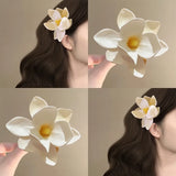 DAIIIBABYYY  -  1pc Egg Flower Fabric Flower Hair Clip for Women, Fashionable and Versatile Side Duckbill Clip, Exclusive Design Hair Accessory