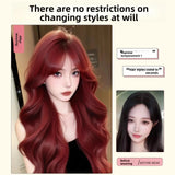 DAIIIBABYYY  -  Women's Full Head Wig Long Curling Raspberry Red Big Wave Lolita Natural Daily Simulation Hair Whole Top Wig Cover