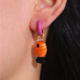 Daiiibabyyy  Personality Jewelry Accessories Enamel Fish Earrings Lip Alloy Charms Ear Buckle Dripping Oil Starfish Hoop Earrings Girls
