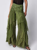 DAIIIBABYYY  -  Casual High Rise Irregular Tiered Wide Leg Pants for Women High Waist Ethnic Retro Harajuku Loose Trousers Autumn Pants