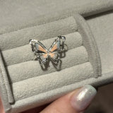 Daiiibabyyy  Colorful Butterfly Doodle Open Ring for Women Exquisite Sweet Hollow Index Finger Elegant Trendy Versatile Casual Jewelry Gift