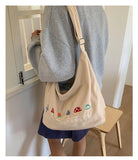 Daiiibabyyy  Fashion Preppy Letter Embroidery Shoulder Bag Vintage Y2k Aesthetic Kawaii Women's Handbags Casual All Match Ins Crossbody Bags