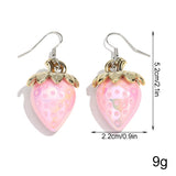 Daiiibabyyy  Boho Acrylic Colorful Transparent Strawberry Dangle Earrings for Women Fashion Resin Shiny Fruit Pendant Earring Lovely Jewelry