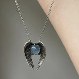 Daiiibabyyy  Gothic Ghost Wing Crystal Retro Necklace for Women Man Punk Unique Personalized Pendant for Party Jewelry Accessories Gifts