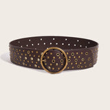 Daiiibabyyy  Retro Street Style Hollow Out PU Leather Belt for Women Fashion Waist Cincher Belt Versatile Decorative American Style Belt