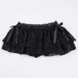 Daiiibabyyy  Sweet Solid Lace A-Line Skirts With Shorts Sexy Slim Low-Waisted Super Mini Skirts Women Summer Fashion Streetwear Ladies