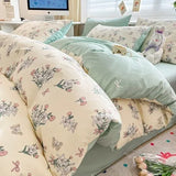 DAIIIBABYYY  -  Bedding Class A All Cotton Face Mask Dormitory Skin friendly Fresh Bed Sheet and Quilt Cover Pure Cotton Four piece Set Three