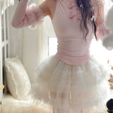 Daiiibabyyy Japan Sweet Lace Shorts Skirts Japanese Tutu Skirts Dancing Kawaii Women Multi-Layer Lace Mesh Cake Skirt