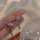 Daiiibabyyy  Y2K Heart Planet Drop Earrings for Women Harajuku Fashion Punk Girl Crystal Stars Earring 2025 Korean Trendy Party Jewelry Gifts