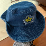 DAIIIBABYYY  -  New Cute Star Sticker Western Cowboy Caps for Women Summer Retro Versatile Outdoor Mountaineering Shade Bucket Hats Men